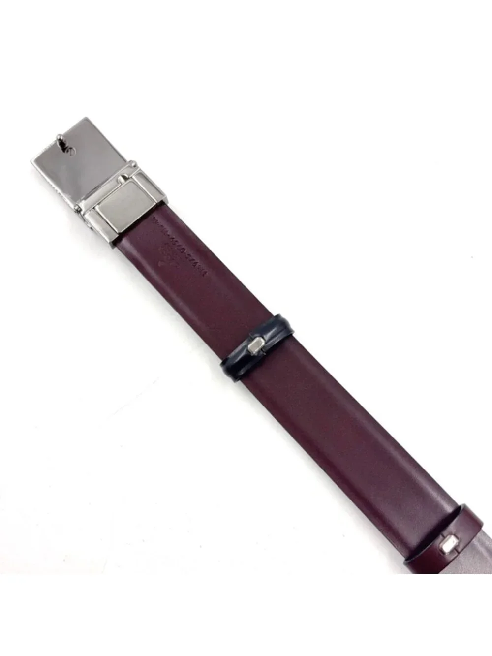 Gucci Square Buckle Leather Black Bordeaux Belt Silver